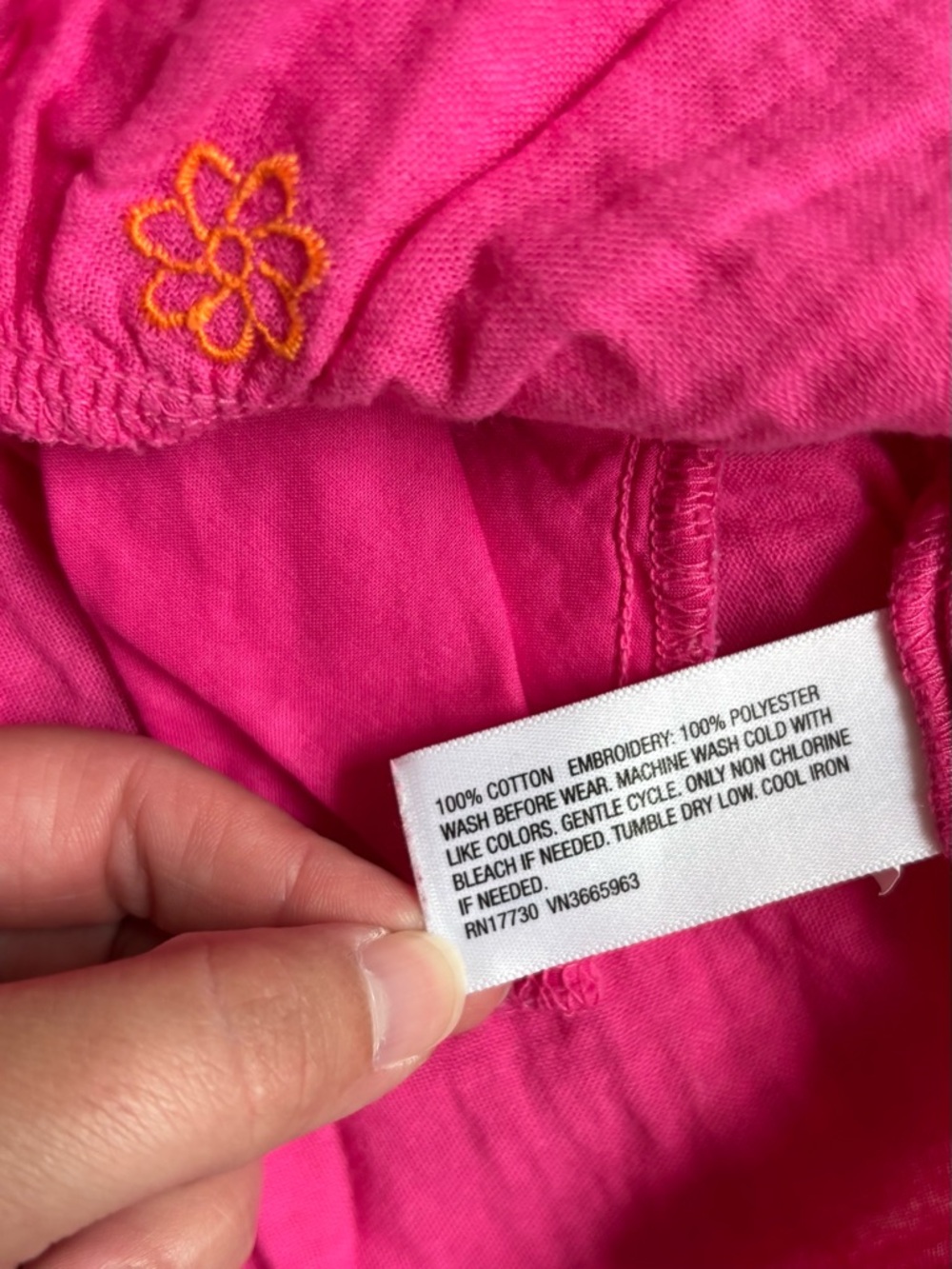 Cat & Jack Hot Pink Summer Dress with Orange Floral Embroidery - Picture 4 of 4
